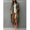 imageBsubseach Stylish Tie Dye Open Front Long Kimono Swimsuit Cover Up for Women Swimwear Cover UpsArmy Green