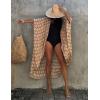 imageBsubseach Stylish Tie Dye Open Front Long Kimono Swimsuit Cover Up for Women Swimwear Cover UpsBeige