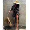imageBsubseach Stylish Tie Dye Open Front Long Kimono Swimsuit Cover Up for Women Swimwear Cover UpsCblack Tie Dye