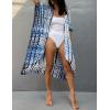 imageBsubseach Stylish Tie Dye Open Front Long Kimono Swimsuit Cover Up for Women Swimwear Cover UpsCblue White