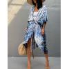 imageBsubseach Stylish Tie Dye Open Front Long Kimono Swimsuit Cover Up for Women Swimwear Cover UpsCblue White