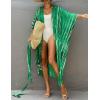 imageBsubseach Stylish Tie Dye Open Front Long Kimono Swimsuit Cover Up for Women Swimwear Cover UpsCgreen