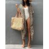 imageBsubseach Stylish Tie Dye Open Front Long Kimono Swimsuit Cover Up for Women Swimwear Cover UpsCleopard Yellow