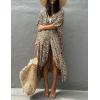 imageBsubseach Stylish Tie Dye Open Front Long Kimono Swimsuit Cover Up for Women Swimwear Cover UpsCleopard Yellow