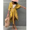 imageBsubseach Stylish Tie Dye Open Front Long Kimono Swimsuit Cover Up for Women Swimwear Cover UpsCyellow