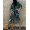 imageBsubseach Stylish Tie Dye Open Front Long Kimono Swimsuit Cover Up for Women Swimwear Cover UpsDark Green