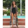 imageBsubseach Stylish Tie Dye Open Front Long Kimono Swimsuit Cover Up for Women Swimwear Cover UpsGarmy Green