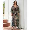 imageBsubseach Stylish Tie Dye Open Front Long Kimono Swimsuit Cover Up for Women Swimwear Cover UpsGarmy Green