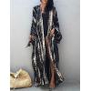 imageBsubseach Stylish Tie Dye Open Front Long Kimono Swimsuit Cover Up for Women Swimwear Cover UpsGblack