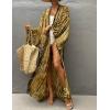 imageBsubseach Stylish Tie Dye Open Front Long Kimono Swimsuit Cover Up for Women Swimwear Cover UpsGblack Yellow