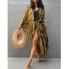 imageBsubseach Stylish Tie Dye Open Front Long Kimono Swimsuit Cover Up for Women Swimwear Cover UpsGblack Yellow