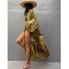imageBsubseach Stylish Tie Dye Open Front Long Kimono Swimsuit Cover Up for Women Swimwear Cover UpsGblack Yellow