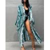 imageBsubseach Stylish Tie Dye Open Front Long Kimono Swimsuit Cover Up for Women Swimwear Cover UpsGblue 2