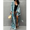 imageBsubseach Stylish Tie Dye Open Front Long Kimono Swimsuit Cover Up for Women Swimwear Cover UpsGblue 2