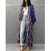 imageBsubseach Stylish Tie Dye Open Front Long Kimono Swimsuit Cover Up for Women Swimwear Cover UpsGdark Blue Orange