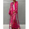 imageBsubseach Stylish Tie Dye Open Front Long Kimono Swimsuit Cover Up for Women Swimwear Cover UpsGrose Red
