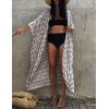 imageBsubseach Stylish Tie Dye Open Front Long Kimono Swimsuit Cover Up for Women Swimwear Cover UpsHgrey Leaf