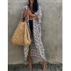 imageBsubseach Stylish Tie Dye Open Front Long Kimono Swimsuit Cover Up for Women Swimwear Cover UpsHgrey Leaf