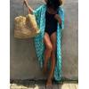 imageBsubseach Stylish Tie Dye Open Front Long Kimono Swimsuit Cover Up for Women Swimwear Cover UpsHpeacock Blue