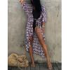 imageBsubseach Stylish Tie Dye Open Front Long Kimono Swimsuit Cover Up for Women Swimwear Cover UpsHpurple Leaf