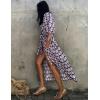 imageBsubseach Stylish Tie Dye Open Front Long Kimono Swimsuit Cover Up for Women Swimwear Cover UpsHpurple Leaf