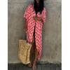 imageBsubseach Stylish Tie Dye Open Front Long Kimono Swimsuit Cover Up for Women Swimwear Cover UpsHred Leaf