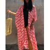 imageBsubseach Stylish Tie Dye Open Front Long Kimono Swimsuit Cover Up for Women Swimwear Cover UpsHred Leaf