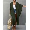 imageBsubseach Stylish Tie Dye Open Front Long Kimono Swimsuit Cover Up for Women Swimwear Cover UpsIarmy Green