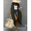 imageBsubseach Stylish Tie Dye Open Front Long Kimono Swimsuit Cover Up for Women Swimwear Cover UpsIarmy Green