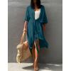 imageBsubseach Stylish Tie Dye Open Front Long Kimono Swimsuit Cover Up for Women Swimwear Cover UpsIpeacock Blue