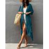 imageBsubseach Stylish Tie Dye Open Front Long Kimono Swimsuit Cover Up for Women Swimwear Cover UpsIpeacock Blue