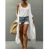 imageBsubseach Stylish Tie Dye Open Front Long Kimono Swimsuit Cover Up for Women Swimwear Cover UpsIwhite