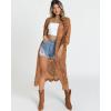 imageBsubseach Women Mesh Cardigan Bikini Beach Kimono Open Front Swimsuit Cover Ups SwimwearEbrown