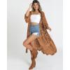 imageBsubseach Women Mesh Cardigan Bikini Beach Kimono Open Front Swimsuit Cover Ups SwimwearEbrown