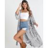 imageBsubseach Women Mesh Cardigan Bikini Beach Kimono Open Front Swimsuit Cover Ups SwimwearEgrey