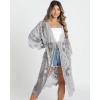 imageBsubseach Women Mesh Cardigan Bikini Beach Kimono Open Front Swimsuit Cover Ups SwimwearEgrey