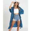 imageBsubseach Women Mesh Cardigan Bikini Beach Kimono Open Front Swimsuit Cover Ups SwimwearEnavy Blue