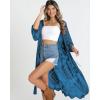 imageBsubseach Women Mesh Cardigan Bikini Beach Kimono Open Front Swimsuit Cover Ups SwimwearEnavy Blue