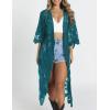 imageBsubseach Women Mesh Cardigan Bikini Beach Kimono Open Front Swimsuit Cover Ups SwimwearEpeacock Blue