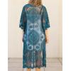 imageBsubseach Women Mesh Cardigan Bikini Beach Kimono Open Front Swimsuit Cover Ups SwimwearEpeacock Blue