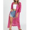 imageBsubseach Women Mesh Cardigan Bikini Beach Kimono Open Front Swimsuit Cover Ups SwimwearErose Red