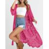imageBsubseach Women Mesh Cardigan Bikini Beach Kimono Open Front Swimsuit Cover Ups SwimwearErose Red