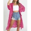 imageBsubseach Women Mesh Cardigan Bikini Beach Kimono Open Front Swimsuit Cover Ups SwimwearErose Red