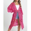 imageBsubseach Women Mesh Cardigan Bikini Beach Kimono Open Front Swimsuit Cover Ups SwimwearErose Red