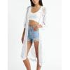 imageBsubseach Women Mesh Cardigan Bikini Beach Kimono Open Front Swimsuit Cover Ups SwimwearEwhite
