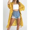 imageBsubseach Women Mesh Cardigan Bikini Beach Kimono Open Front Swimsuit Cover Ups SwimwearYellow