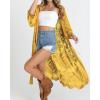 imageBsubseach Women Mesh Cardigan Bikini Beach Kimono Open Front Swimsuit Cover Ups SwimwearYellow