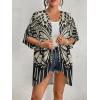 imageBsubseach Womens Kimono Cardigan Open Front Bathing Suit Cover Up Half Sleeve Cardigans Casual Beach TopBlack