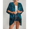 imageBsubseach Womens Kimono Cardigan Open Front Bathing Suit Cover Up Half Sleeve Cardigans Casual Beach TopBlue