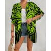 imageBsubseach Womens Kimono Cardigan Open Front Bathing Suit Cover Up Half Sleeve Cardigans Casual Beach TopBright Green